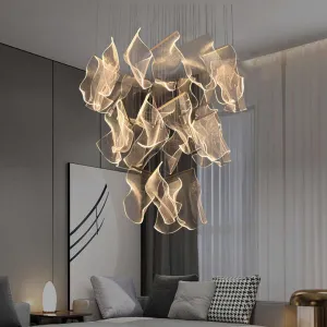 ثريا سلم أكريليك مخصصة ، مصباح ليد متعدد فاخر ، مصباح حديث ، مصباح معلق للمبانيCustom Acrylic Staircase Chandelier, Luxury Multi-LED Light, Modern Lamp, Hanging Lamp for Buildings