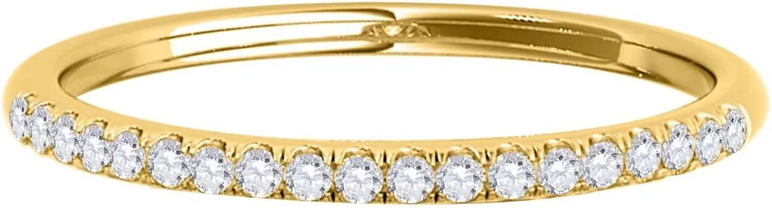 0.10 Carat Halo Round Diamond Antique Wedding Band Women | 10K Solid Gold