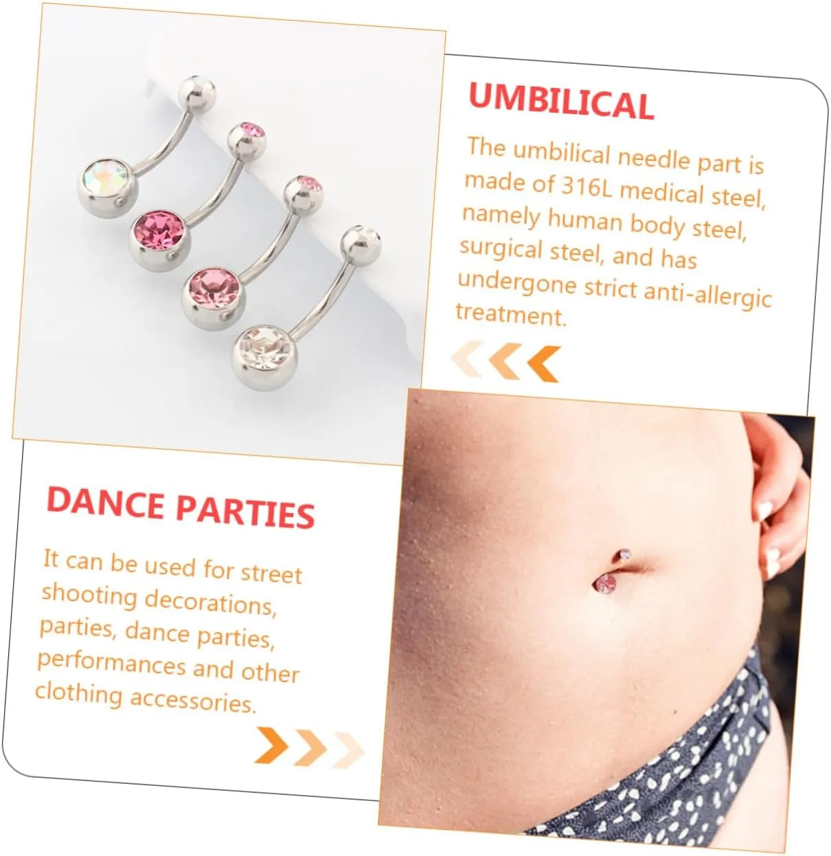 1 21pcs Navel Ring Short Navel Ornaments Piercing Navel Studs Decorative Navel Studs Body Piercing