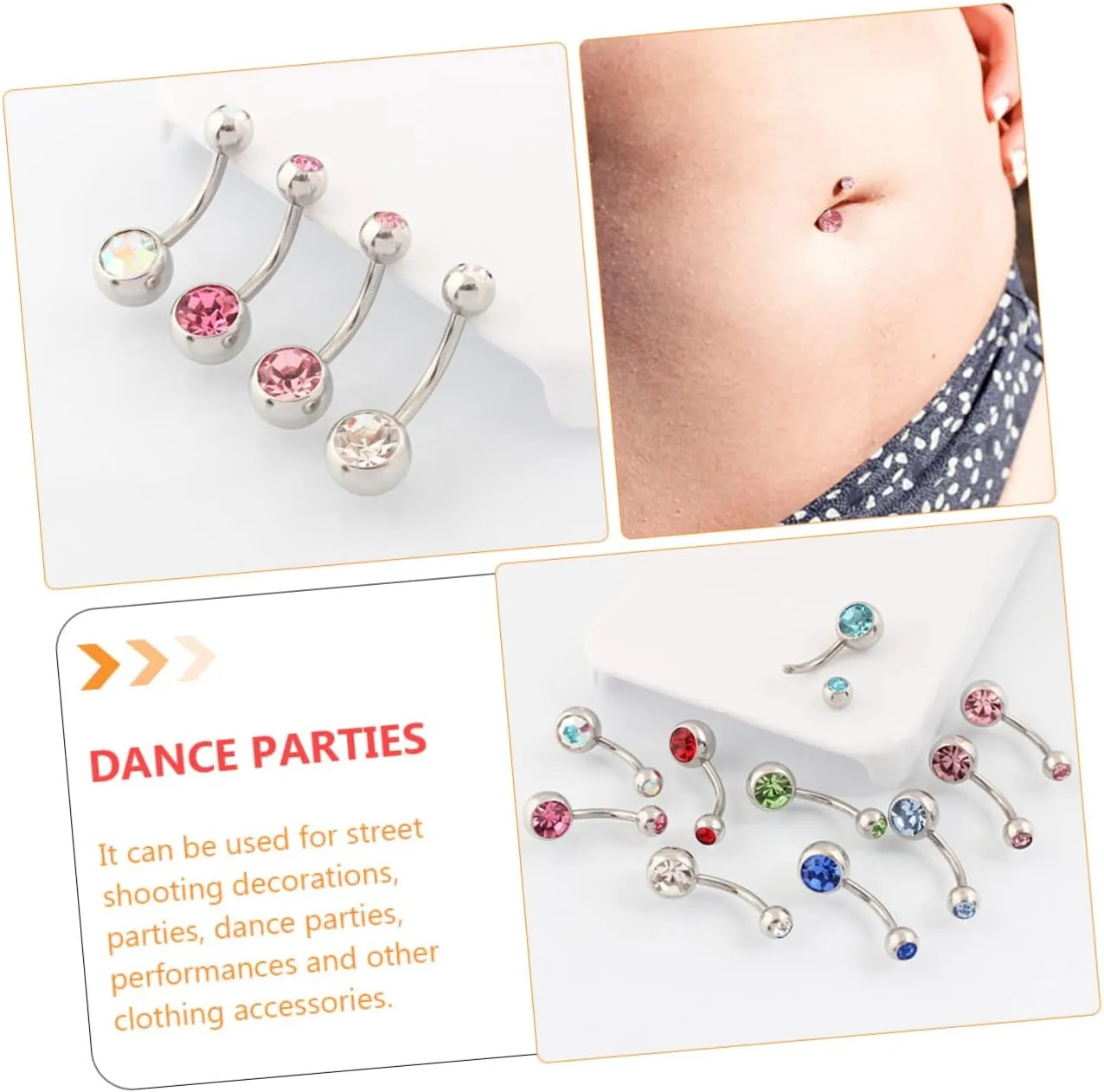 1 21pcs Navel Ring Short Navel Ornaments Piercing Navel Studs Decorative Navel Studs Body Piercing