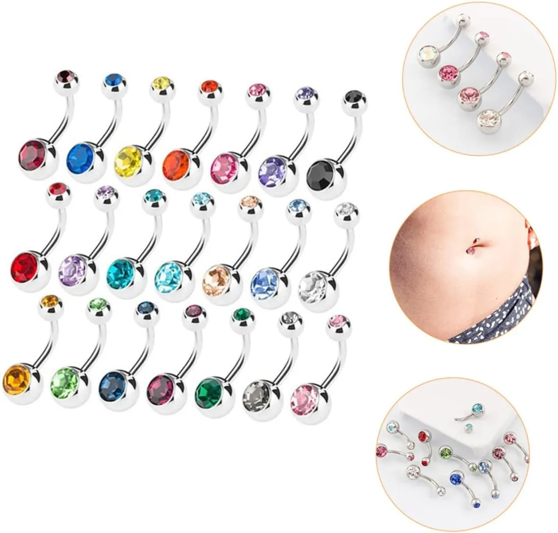 1 21pcs Navel Ring Short Navel Ornaments Piercing Navel Studs Decorative Navel Studs Body Piercing