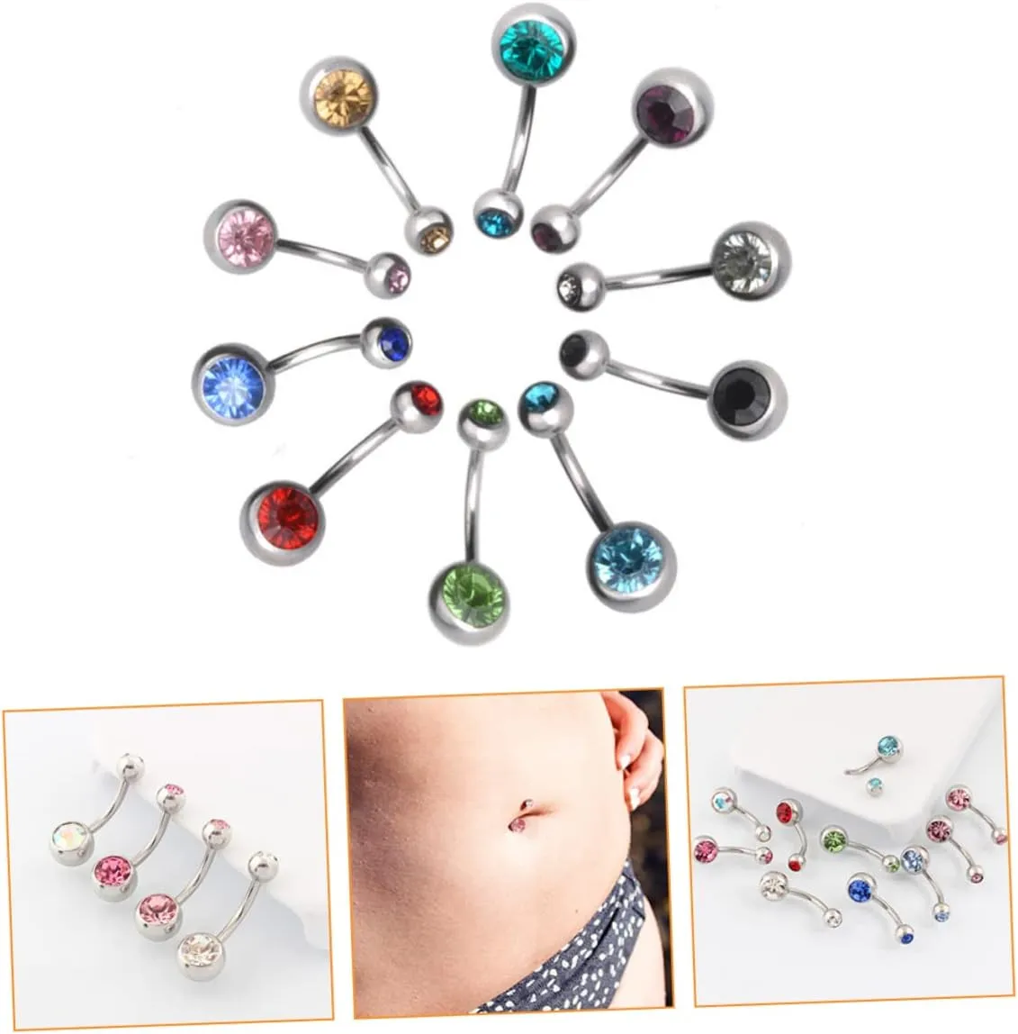 1 21pcs Navel Ring Short Navel Ornaments Piercing Navel Studs Decorative Navel Studs Body Piercing