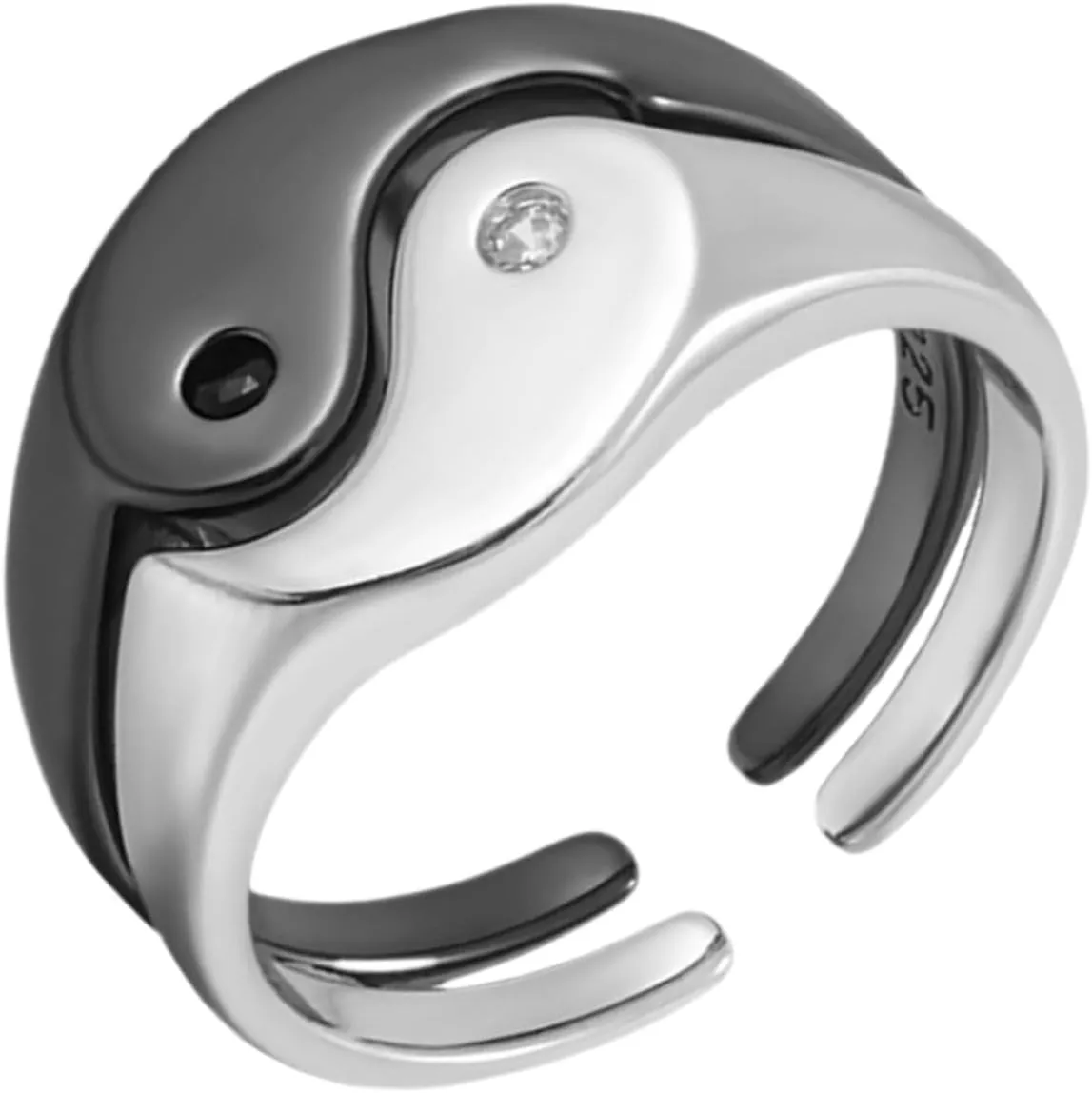 1 Pair Yin Couple Rings Decorative Matching Rings for Lovers Design Unique Engagement Jewelry present for Valentine Day Anniversaries