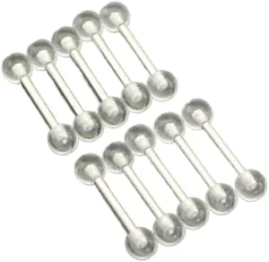 10 Pc 14g 1/2' short length 4mm U.V. CLEAR Ball tongue ring, tragus piercing Body Unique Jewelry Delicate Design Piercing Steel Surgical For Women