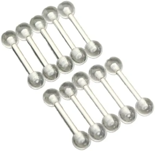 10 Pc 14g 1/2' short length 4mm U.V. CLEAR Ball tongue ring, tragus piercing Body Unique Jewelry Delicate Design Piercing Steel Surgical For Women
