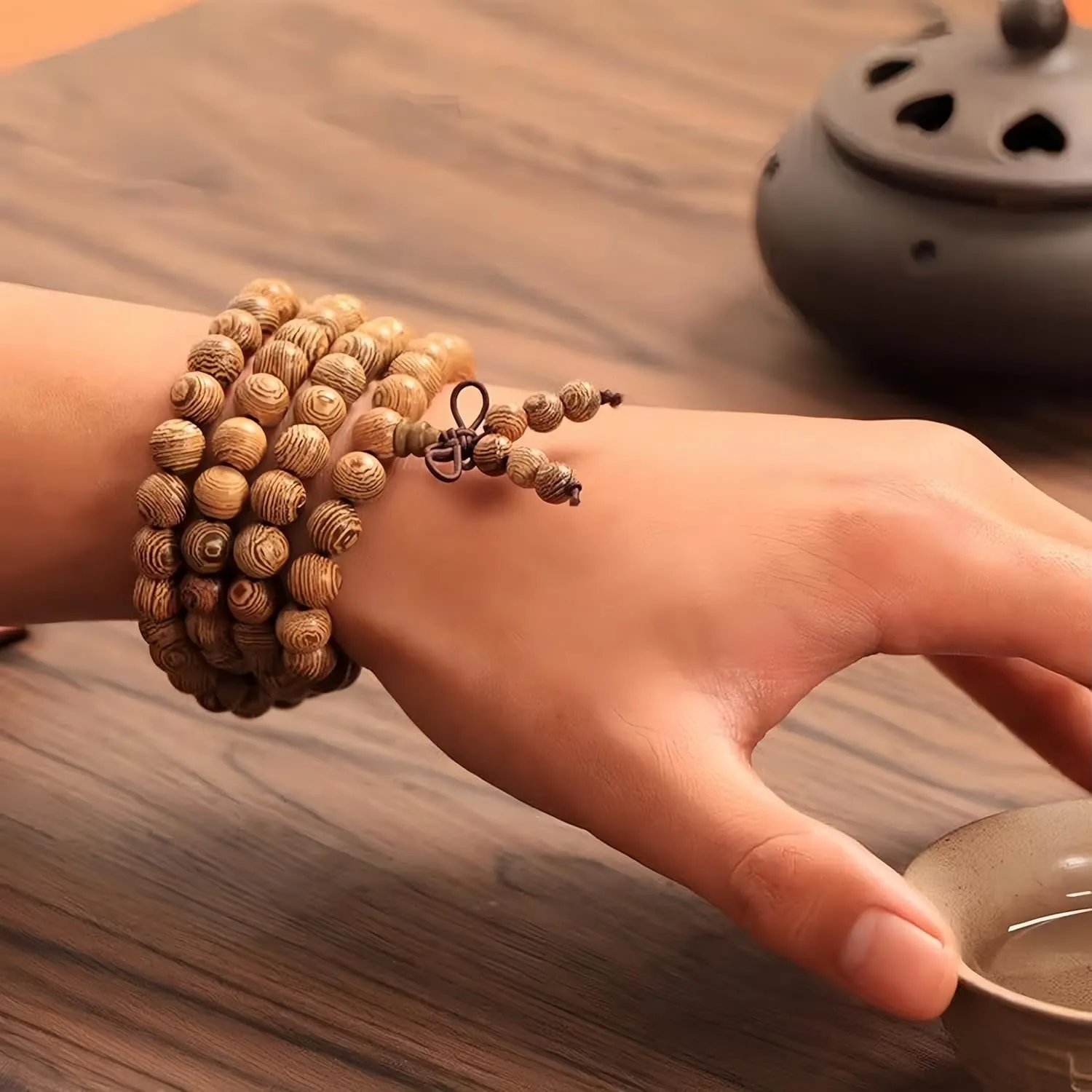 108 8mm Wooden Mala Necklace Bracelet for Men and Women, Prayer Meditation Buddhist or Wear Jewelry, for Gifts for Yourself or Friends and Family.