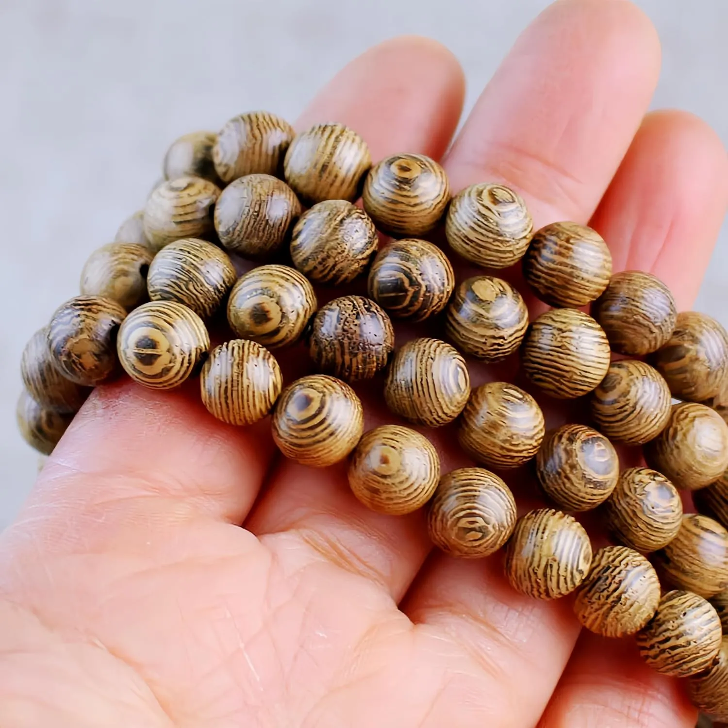 108 8mm Wooden Mala Necklace Bracelet for Men and Women, Prayer Meditation Buddhist or Wear Jewelry, for Gifts for Yourself or Friends and Family.