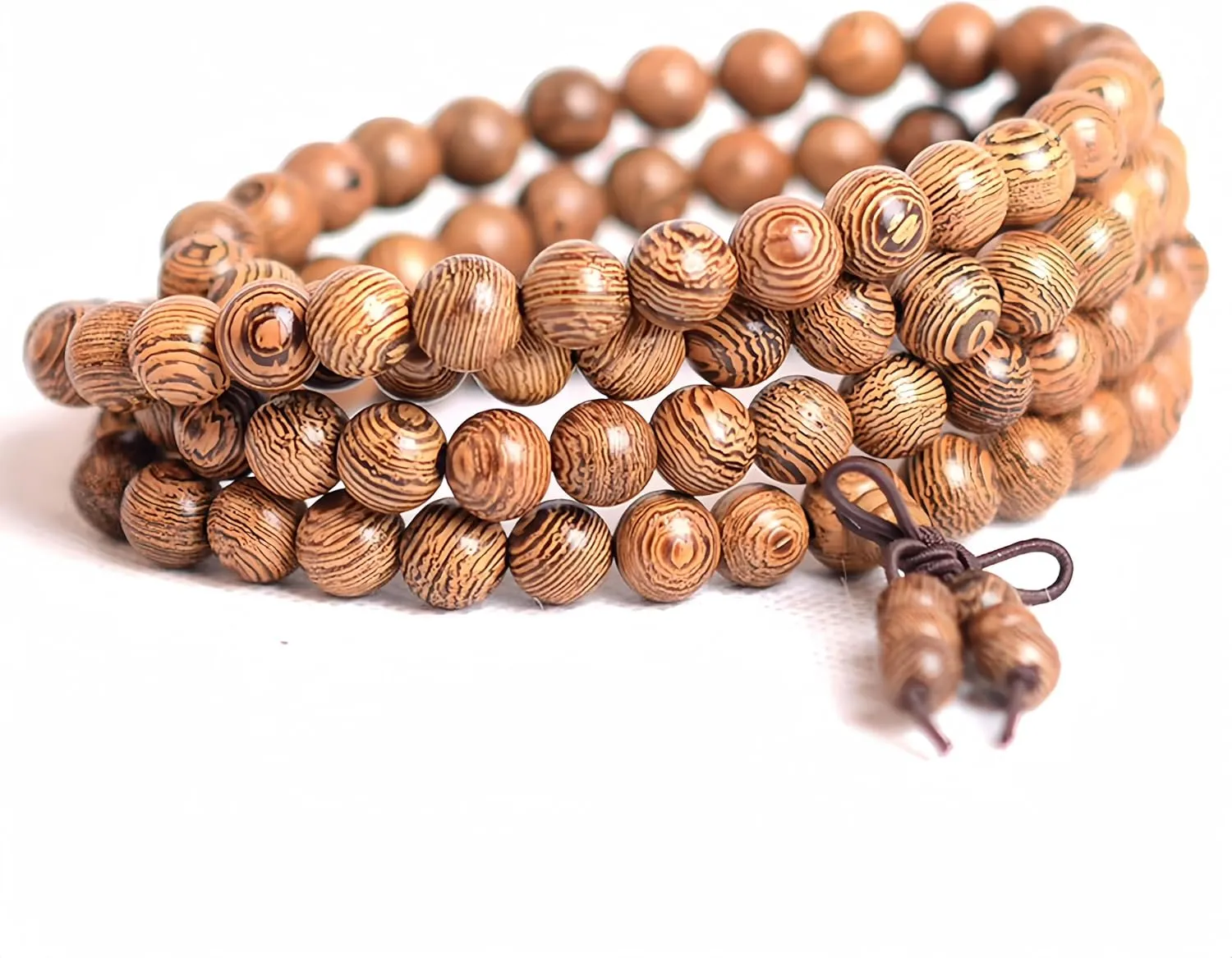 108 8mm Wooden Mala Necklace Bracelet for Men and Women, Prayer Meditation Buddhist or Wear Jewelry, for Gifts for Yourself or Friends and Family.