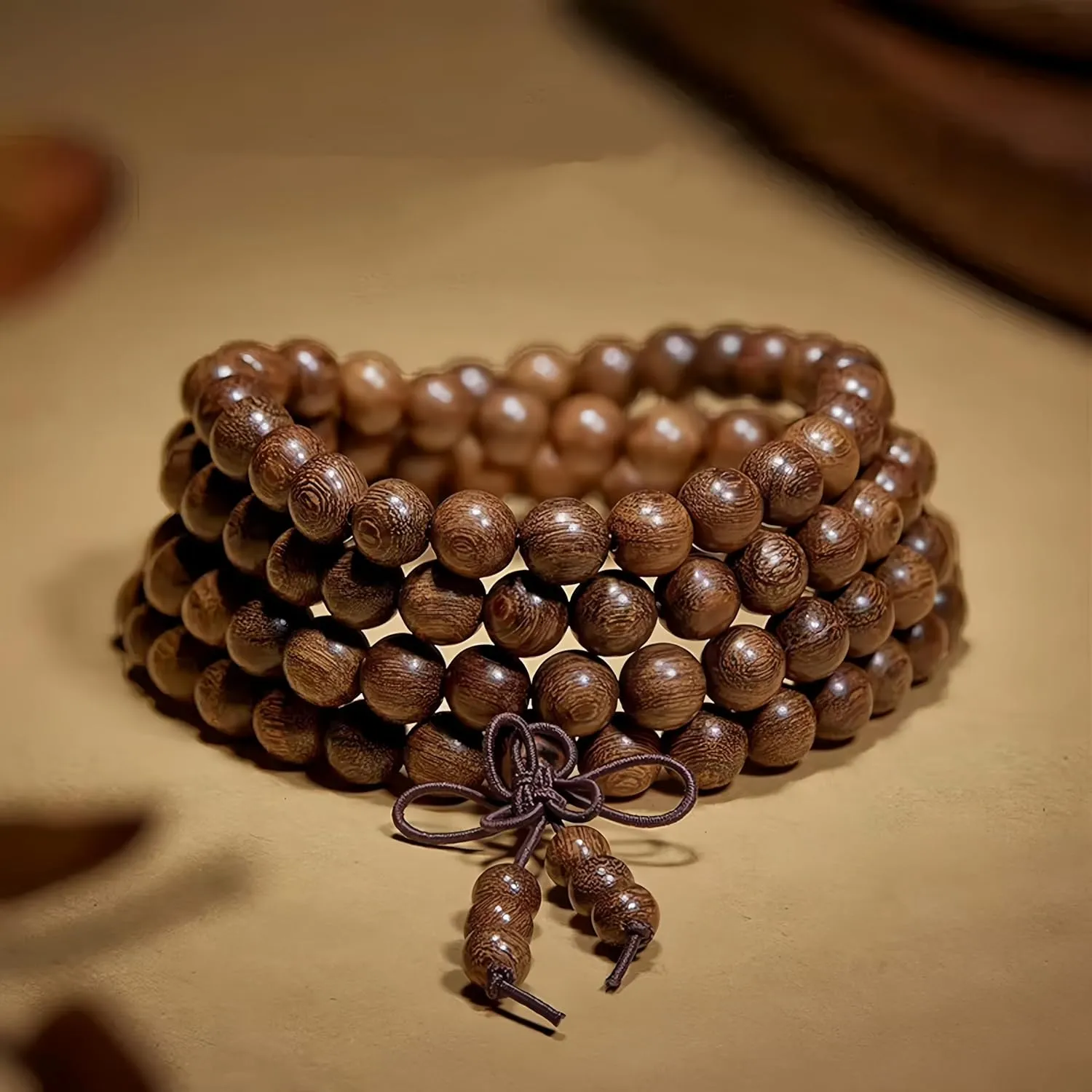 108 8mm Wooden Mala Necklace Bracelet for Men and Women, Prayer Meditation Buddhist or Wear Jewelry, for Gifts for Yourself or Friends and Family.