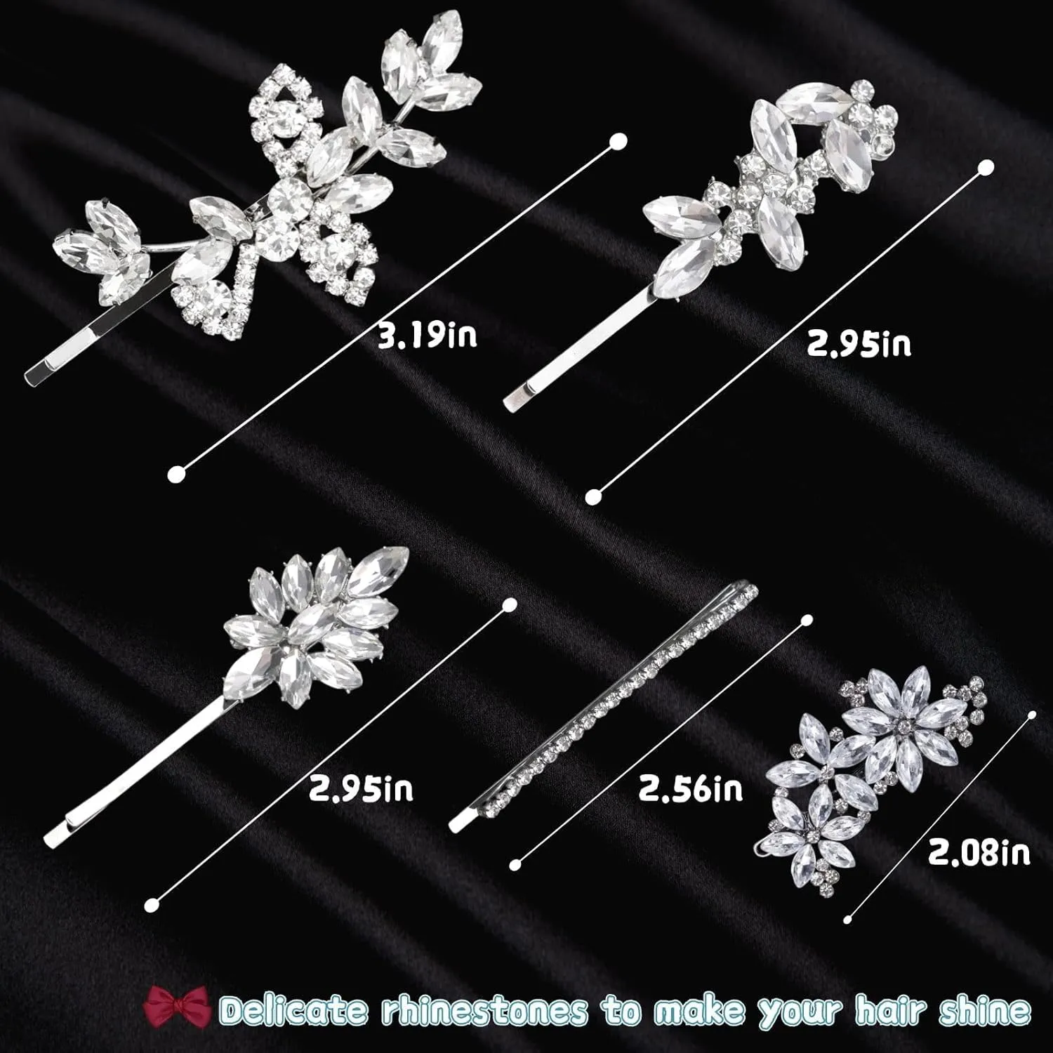 10pcs Crystal Flower Bridal Hair Clips for Women Girls Rhinestone Wedding Hair Clips For Brides Jewelry Barrette for Brides