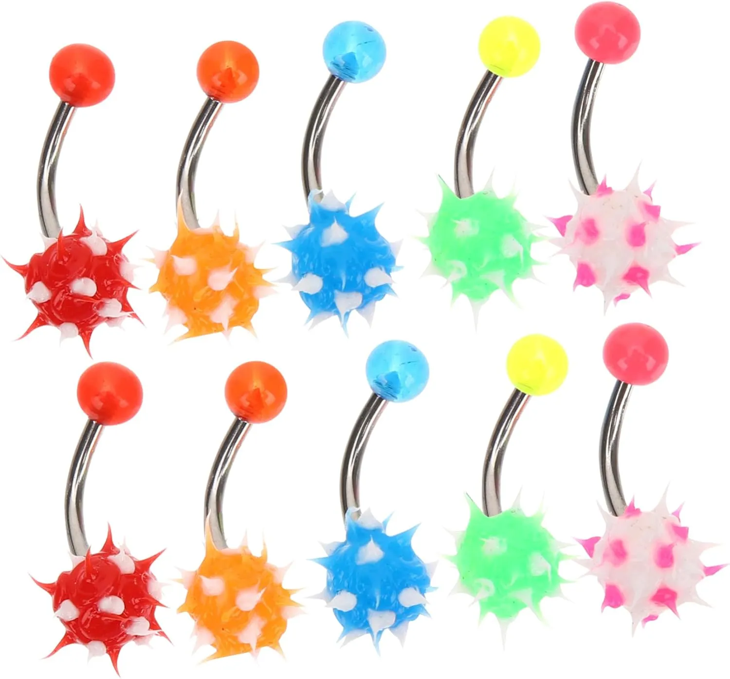 10Pcs Fuzzy Ball Belly Button Rings for Women Navel Piercing Jewelry Piercing Decoration