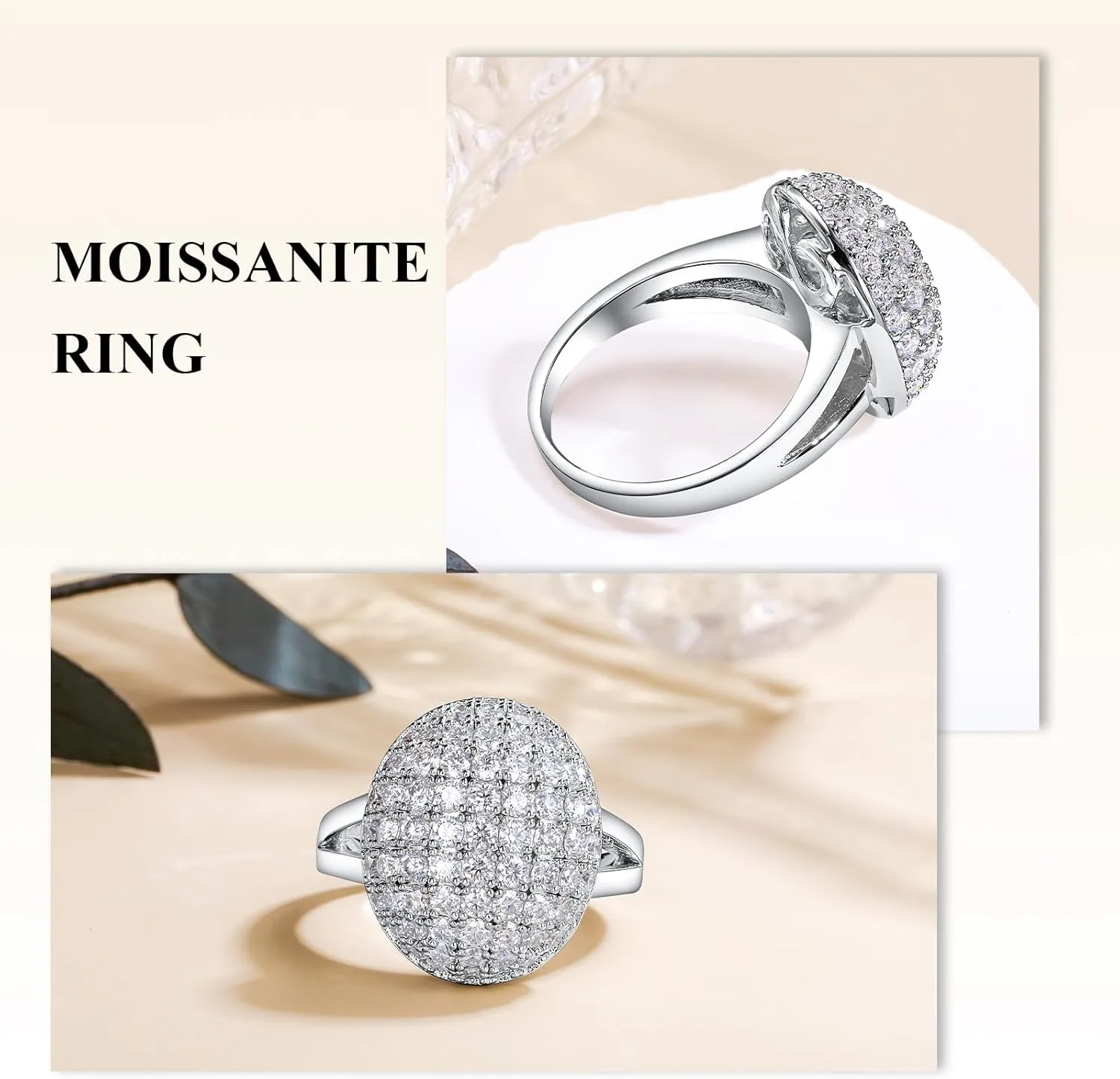 1.2-2.9 Carat Moissanite Rings for Women, D Color VVS Clarity Lab Grown Diamond Ring, 925 Sterling Silver Halo Ring Solitaire Gemstone Enagement Promise Rings, Heart/Princess/Round/Pear Shaped