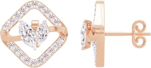 1/2 Carat IGI Certified Lab Grown Central Marquise Paired Solitaire Cubical Halo Round Diamonds 10K Gold Glowing Dewdrop Stud Earrings for Women in White, Yellow and Rose Variants (FG, VVS-VS)