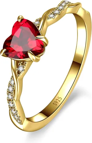 1.25ct Womens Heart Promise Ring, 925 Sterling Silver Heart Cut Created Emerald/Sapphire/Amethyst/Ruby/Cubic Zirconia/Opal Twisted Vine Engagement Ring for Women Size 5-10