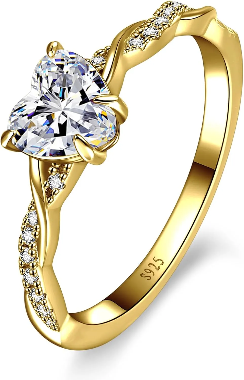 1.25ct Womens Heart Promise Ring, 925 Sterling Silver Heart Cut Created Emerald/Sapphire/Amethyst/Ruby/Cubic Zirconia/Opal Twisted Vine Engagement Ring for Women Size 5-10