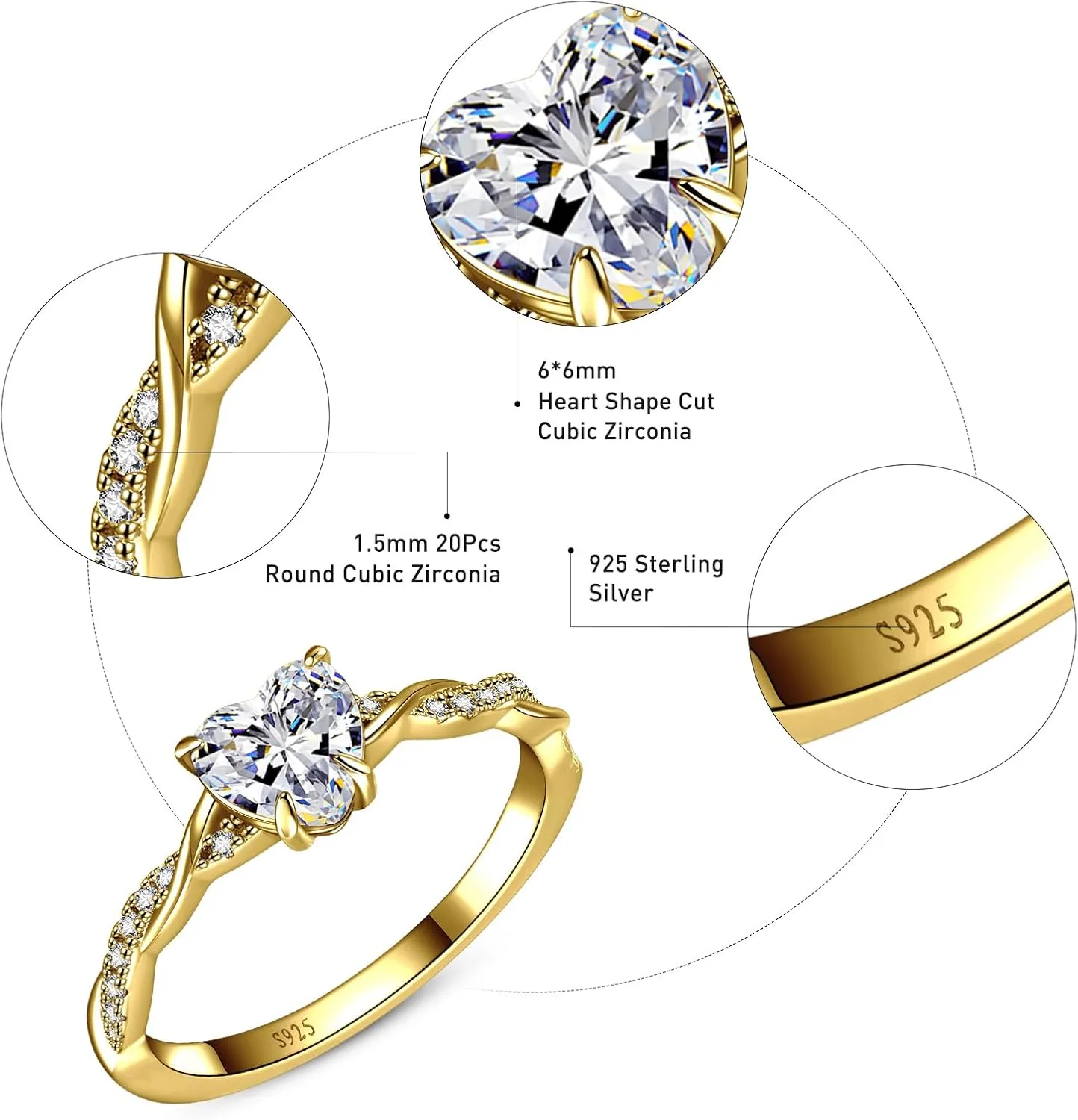1.25ct Womens Heart Promise Ring, 925 Sterling Silver Heart Cut Created Emerald/Sapphire/Amethyst/Ruby/Cubic Zirconia/Opal Twisted Vine Engagement Ring for Women Size 5-10