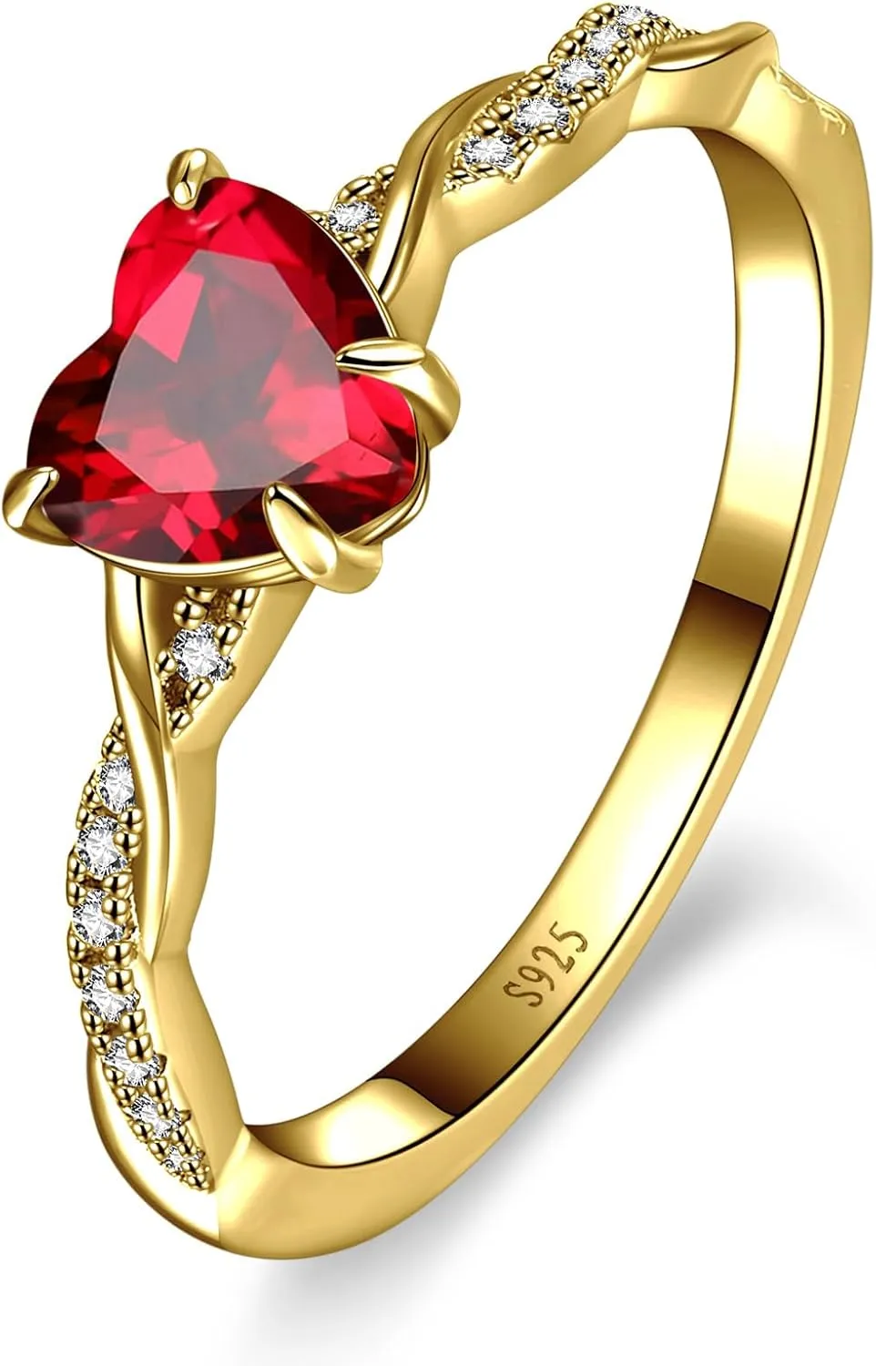 1.25ct Womens Heart Promise Ring, 925 Sterling Silver Heart Cut Created Emerald/Sapphire/Amethyst/Ruby/Cubic Zirconia/Opal Twisted Vine Engagement Ring for Women Size 5-10