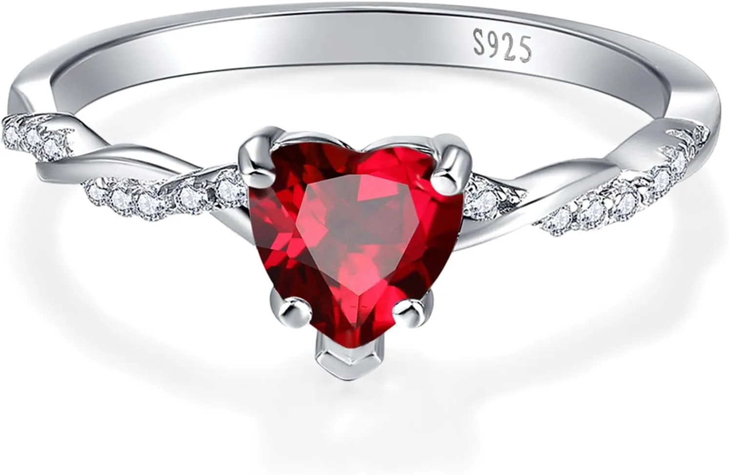 1.25ct Womens Heart Promise Ring, 925 Sterling Silver Heart Cut Created Emerald/Sapphire/Amethyst/Ruby/Cubic Zirconia/Opal Twisted Vine Engagement Ring for Women Size 5-10