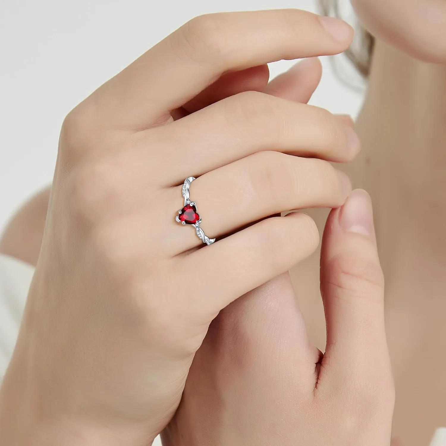 1.25ct Womens Heart Promise Ring, 925 Sterling Silver Heart Cut Created Emerald/Sapphire/Amethyst/Ruby/Cubic Zirconia/Opal Twisted Vine Engagement Ring for Women Size 5-10