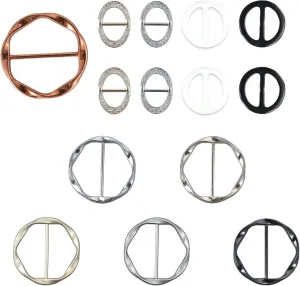 14 Pcs Scarf Ring, Shirt Clothing Clips for Women Ties Tops Rings Slides Scarves Pins Shirt Side Clasps, 3 Styles and Multiple Colors to Choose for Women'S Girls Clothing Scarves and Shawls