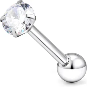 14G ASTM F136 Titanium Tongue Rings Shiny CZ Tongue Piercing Jewelry G23 Solid Titanium Internally Threaded 16MM Tongue Rings Piercing Barbell Jewelry for Women Men 14 Gauge