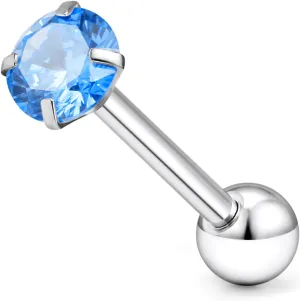 14G ASTM F136 Titanium Tongue Rings Shiny CZ Tongue Piercing Jewelry G23 Solid Titanium Internally Threaded 16MM Tongue Rings Piercing Barbell Jewelry for Women Men 14 Gauge