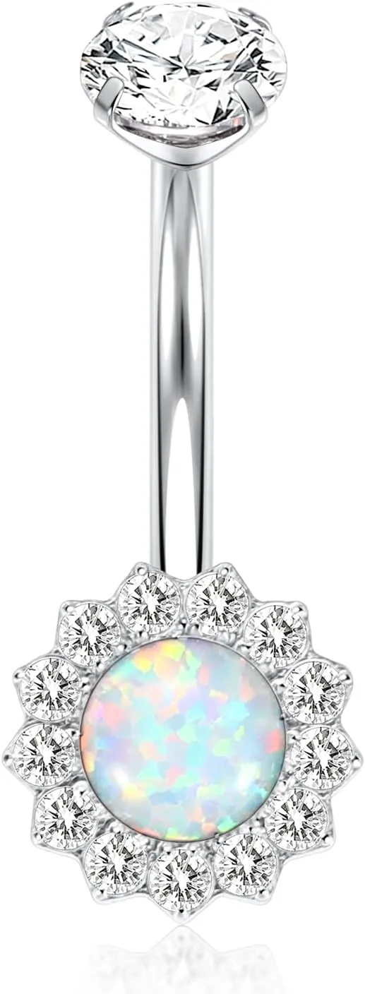 14G Belly Button Ring Belly Button Jewelry Titanium Belly Navel Ring Flower Navel Jewelry Internally Threaded Navel Belly Piercing Jewelry