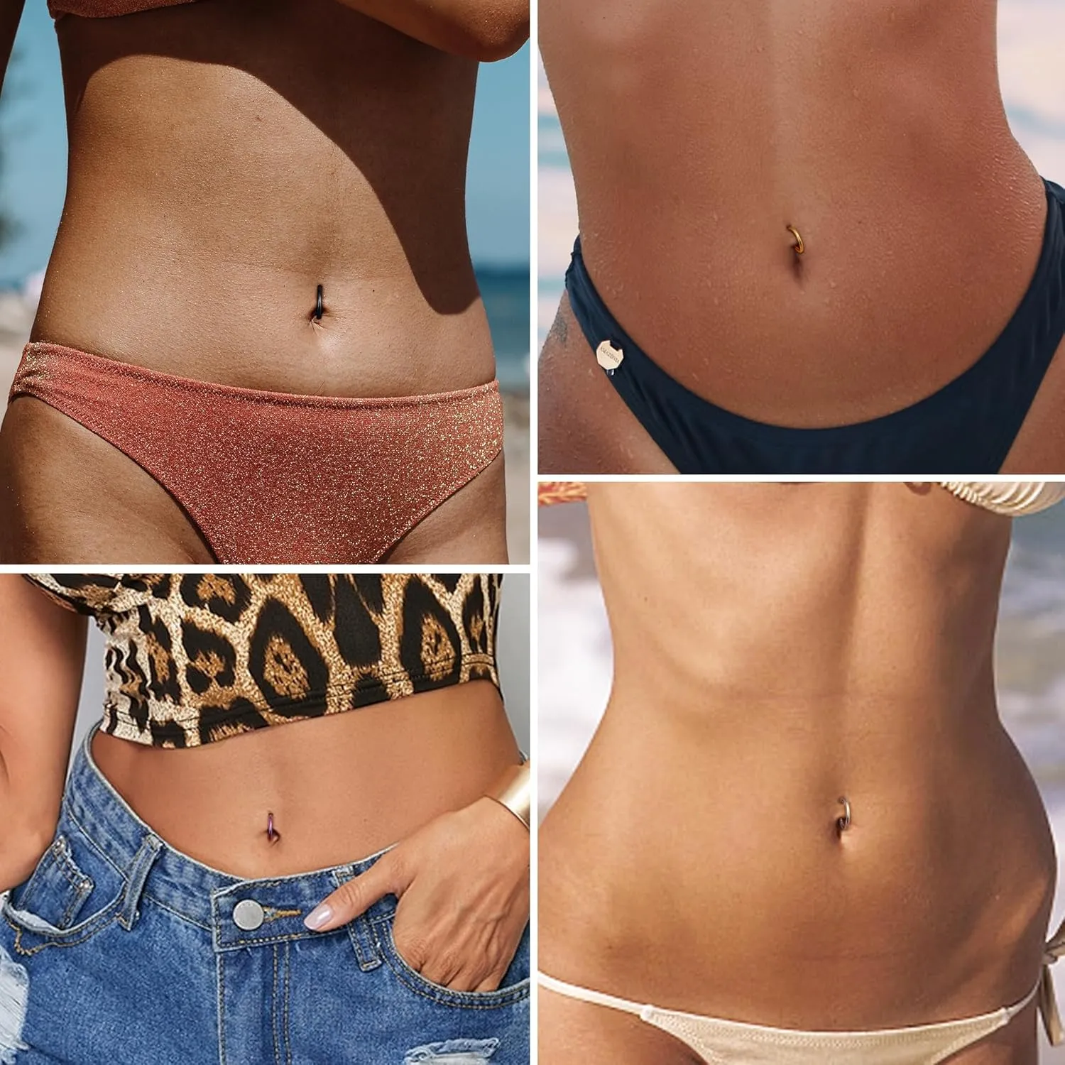 14G Clicker Belly Button Ring for Women White Gold Plated Hoop Belly Button Rings Shiny CZ Belly Button Clicker Oval Belly Ring Reverse Navel Body Belly Piercing Jewelry