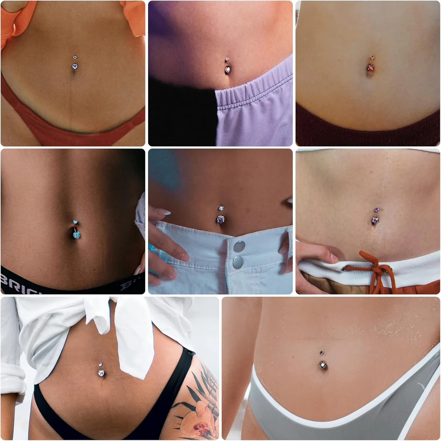14G G23 Titanium Belly Button Rings for Women Hypoallergenic Heart Belly Rings Internally Threaded Cubic Zirconia Navel Rings for Sensitive Skin Belly Piercing Jewelry 6-16MM