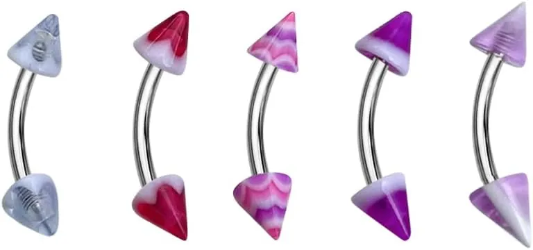 14G Stainless Steel Belly Button Rings for Women Navel Rings Acrylic Spike Curved Barbell Body Piercing Jewelry 3/8" 10mm