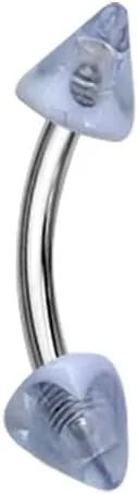 14G Stainless Steel Belly Button Rings for Women Navel Rings Acrylic Spike Curved Barbell Body Piercing Jewelry 3/8" 10mm