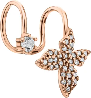 14k Gold Four Leaf Clover Cuff, Upper Ear Earring, Double Wrap Diamond Butterfly Ear Cuff,Four Leaf Upper Ear Cuff, Delicate Bridesmaid Gift.