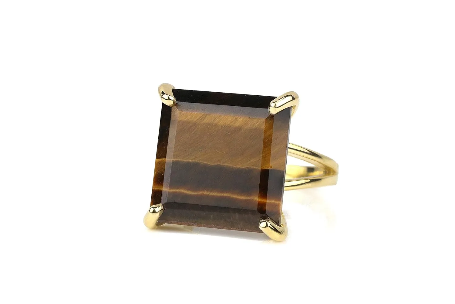 14k Gold Tiger Eye Ring - Handmade Statement Fashion Rings for Women - Gold Rings for Women - Jewelry Idea for Birthday, Graduation, Mothers Day, Special Occasions - Choose Ring Size