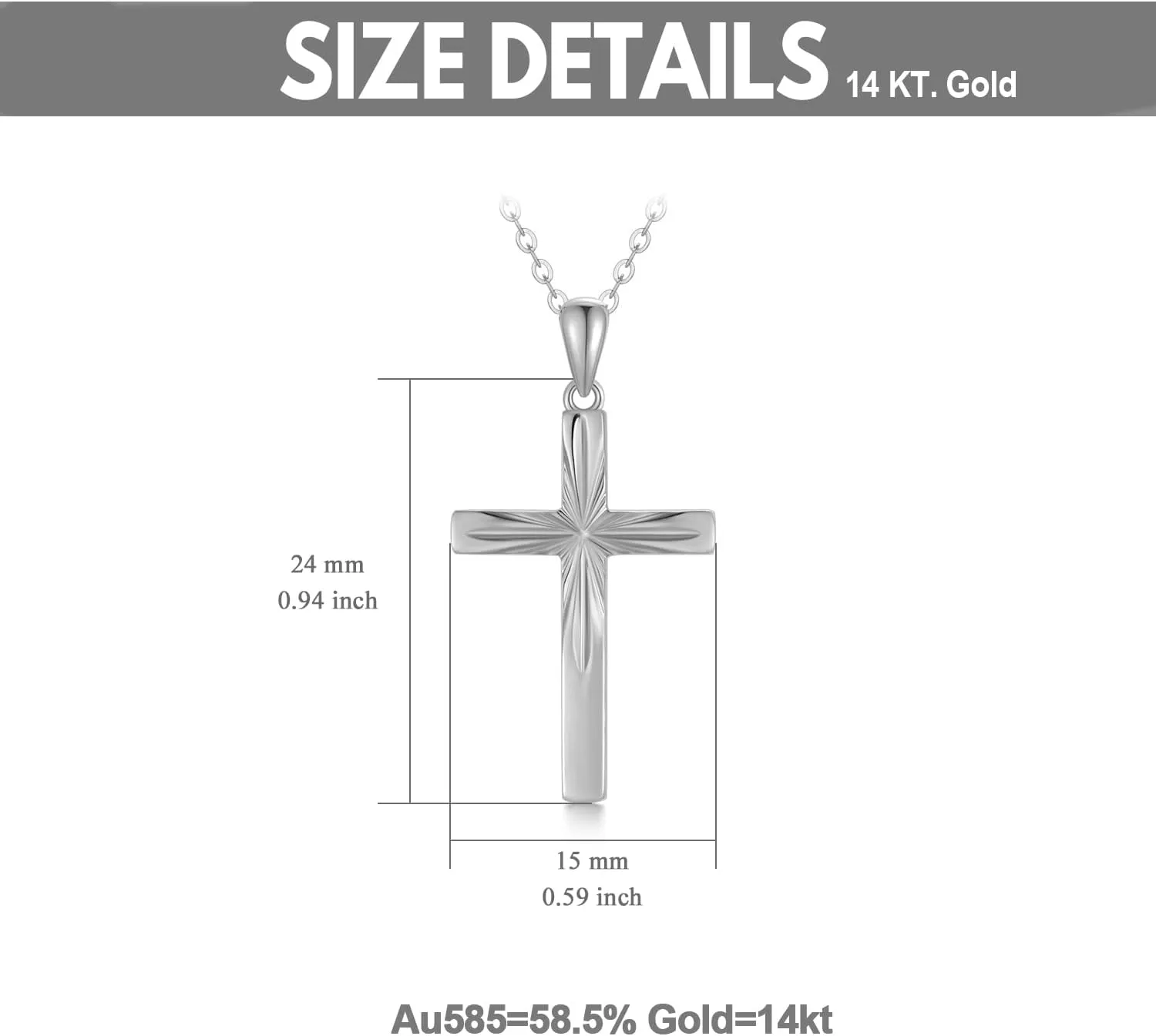 14K Solid Gold Cross Necklace for Women, Delicate Gold Italian Diamond-cut Cross Pendant Necklace Religious Jewelry for Her, Wife, Mom, 16"-18"