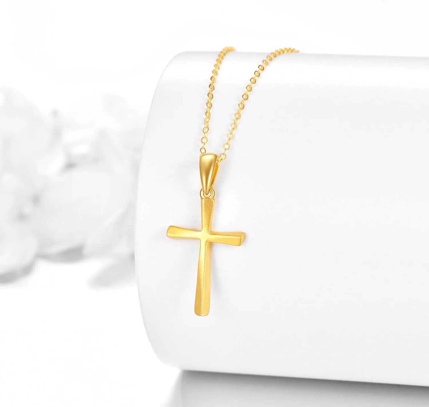 14K Solid Gold Cross/Hecate Necklace for Women Delicate Gold Tree of Life Cross Pendant Necklace Religious Jewelry Gifts for Girl Wife Mom