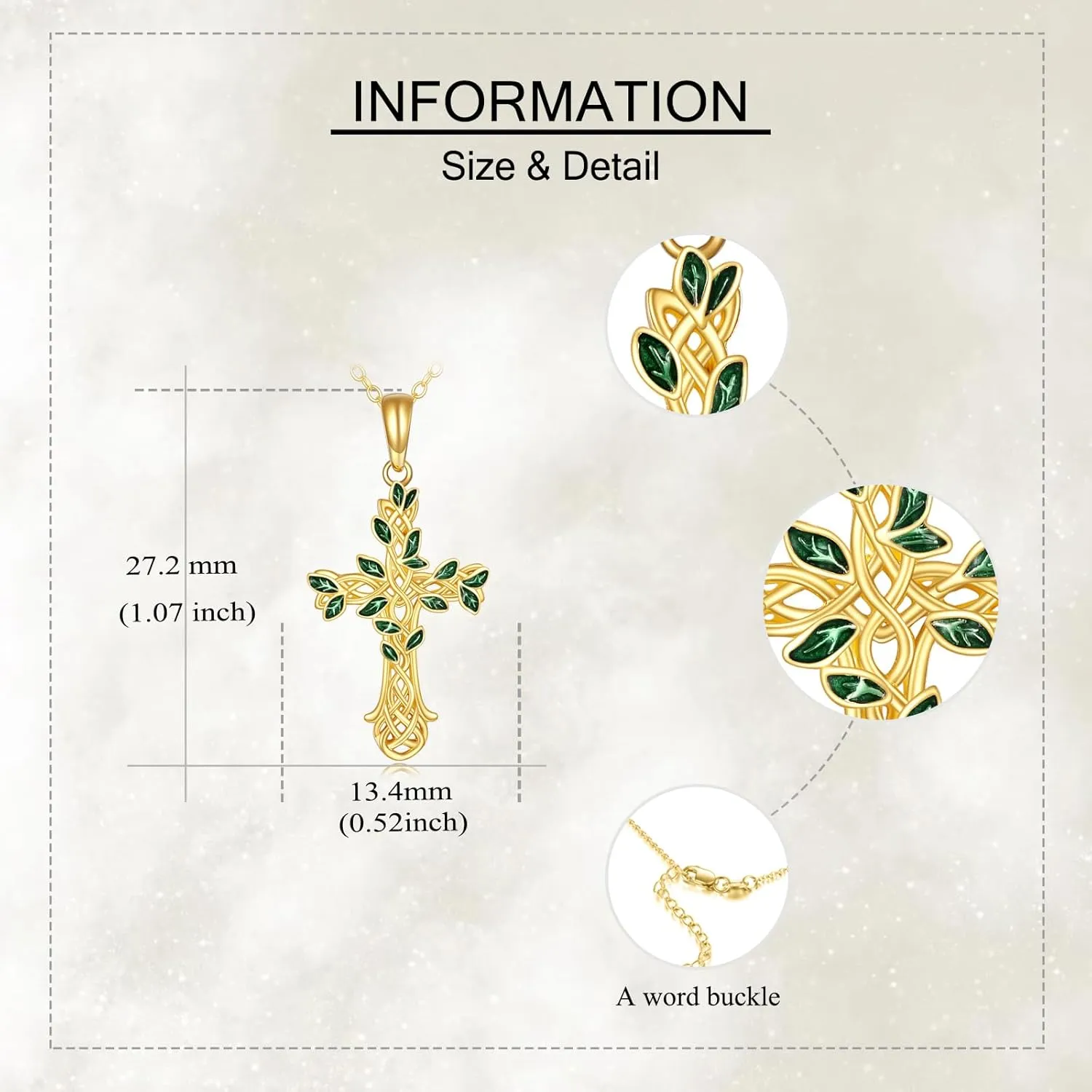 14K Solid Gold Cross/Hecate Necklace for Women Delicate Gold Tree of Life Cross Pendant Necklace Religious Jewelry Gifts for Girl Wife Mom