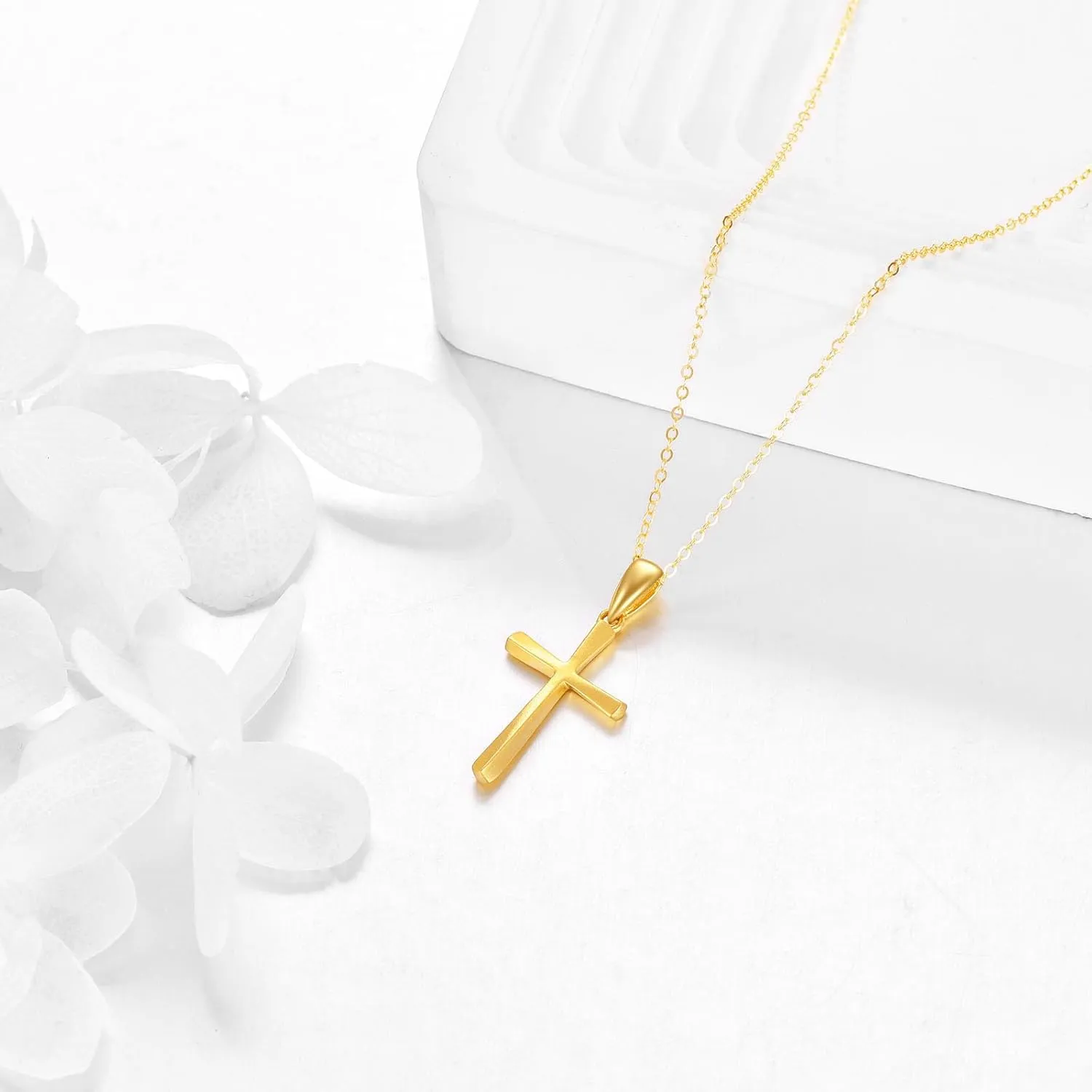 14K Solid Gold Cross/Hecate Necklace for Women Delicate Gold Tree of Life Cross Pendant Necklace Religious Jewelry Gifts for Girl Wife Mom