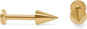 14K Solid Gold SINGLE Stud Earring for Men and Women - Spike Design Hypoallergenic Earring for Sensitive Ears - Flat Back Cartilage Earring - Minimalist Jewelry for Tragus, Lobe, Helix Piercing