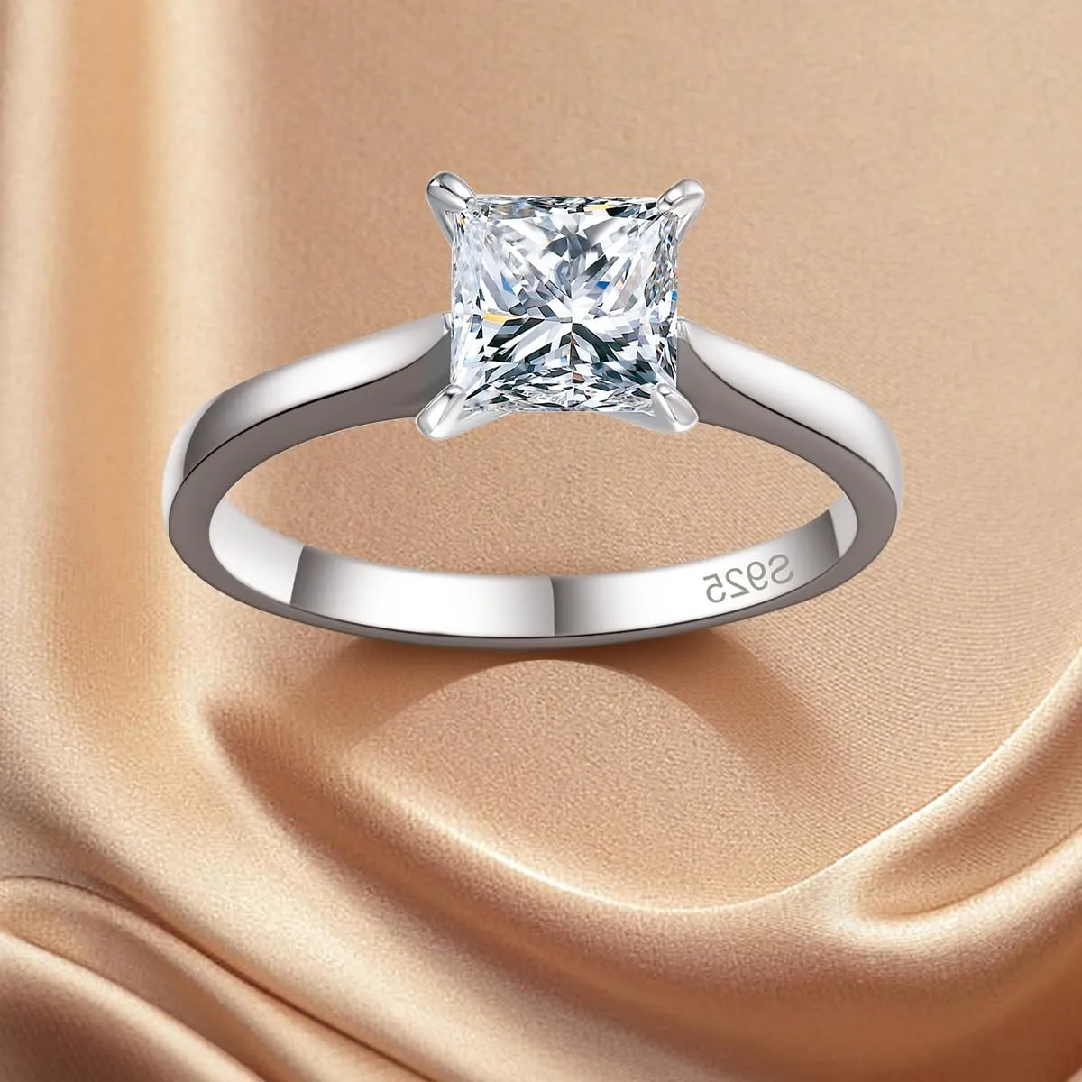 1.5 CT Princess Cut Engagement Rings for Women Silver Cubic Zirconia Promise Ring CZ Wedding Rings for Women Christmas Birthday Jewelry Gifts for Her Girlfriend Size 5-10