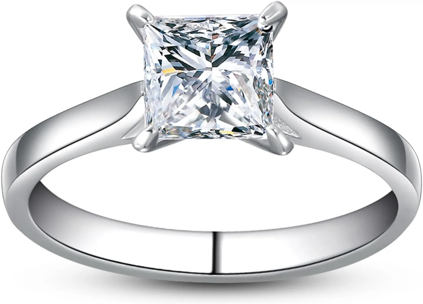 1.5 CT Princess Cut Engagement Rings for Women Silver Cubic Zirconia Promise Ring CZ Wedding Rings for Women Christmas Birthday Jewelry Gifts for Her Girlfriend Size 5-10