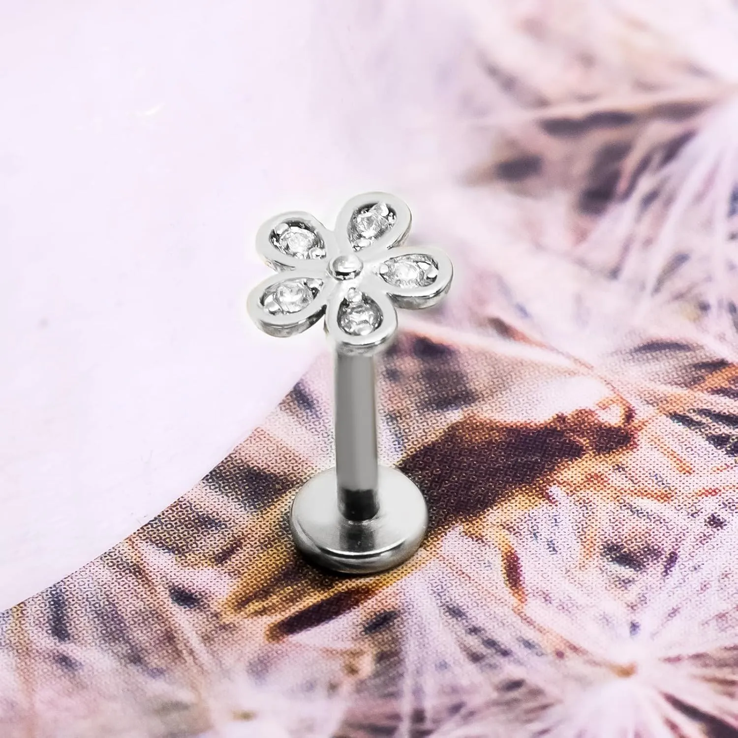 16G 316L Surgical Steel Push in Ear Rings Heart,Butterfly,Flower Nose Ring Studs Lip Rings Top Pushin Threadless Flat Back Lobe Helix, Tragus, Conch Cartilage Earring Studs for Women Men
