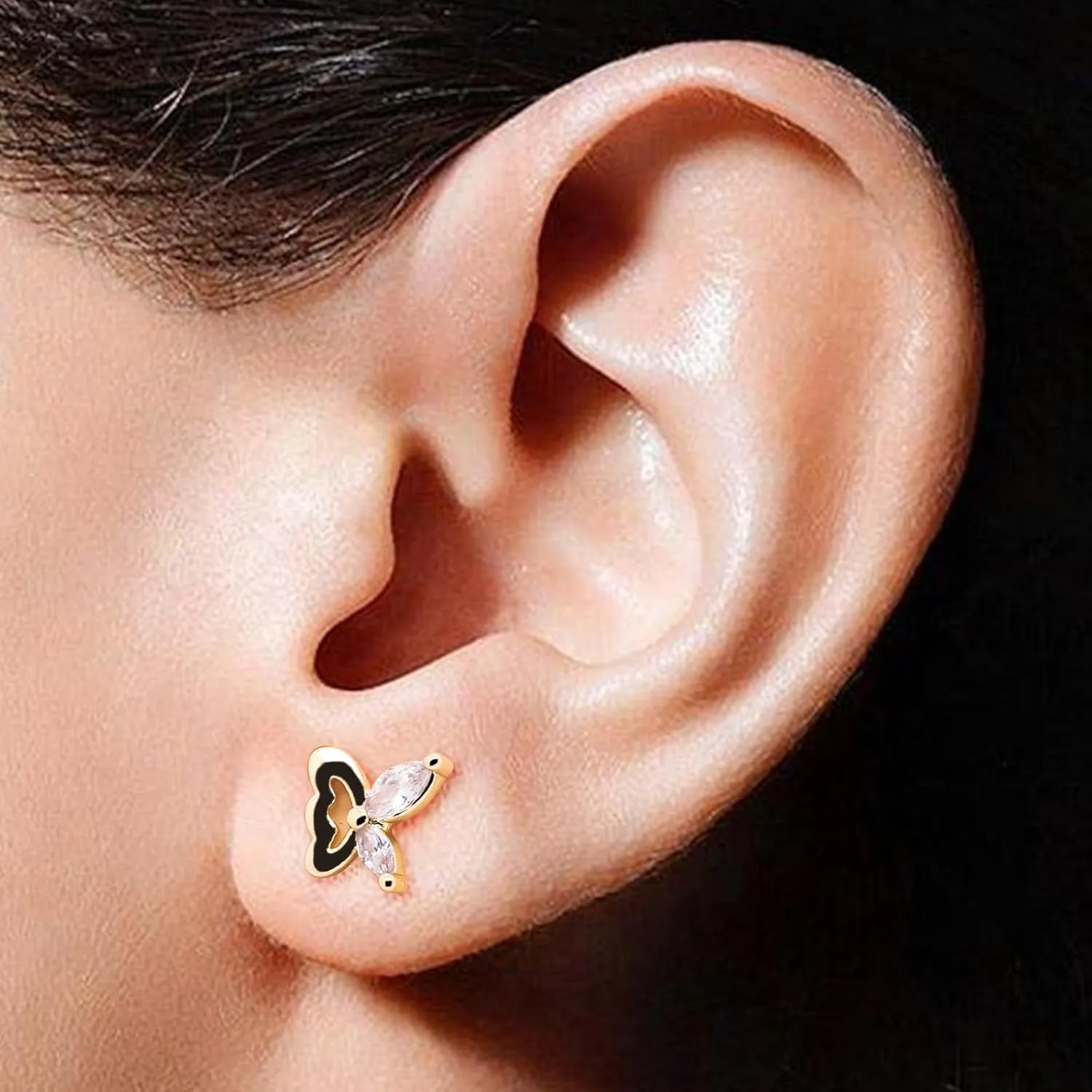 16G 316L Surgical Steel Push in Ear Rings Heart,Butterfly,Flower Nose Ring Studs Lip Rings Top Pushin Threadless Flat Back Lobe Helix, Tragus, Conch Cartilage Earring Studs for Women Men