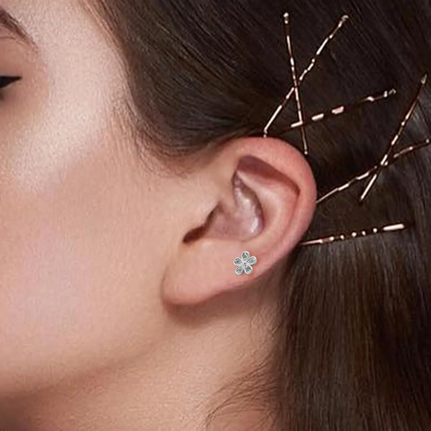 16G 316L Surgical Steel Push in Ear Rings Heart,Butterfly,Flower Nose Ring Studs Lip Rings Top Pushin Threadless Flat Back Lobe Helix, Tragus, Conch Cartilage Earring Studs for Women Men