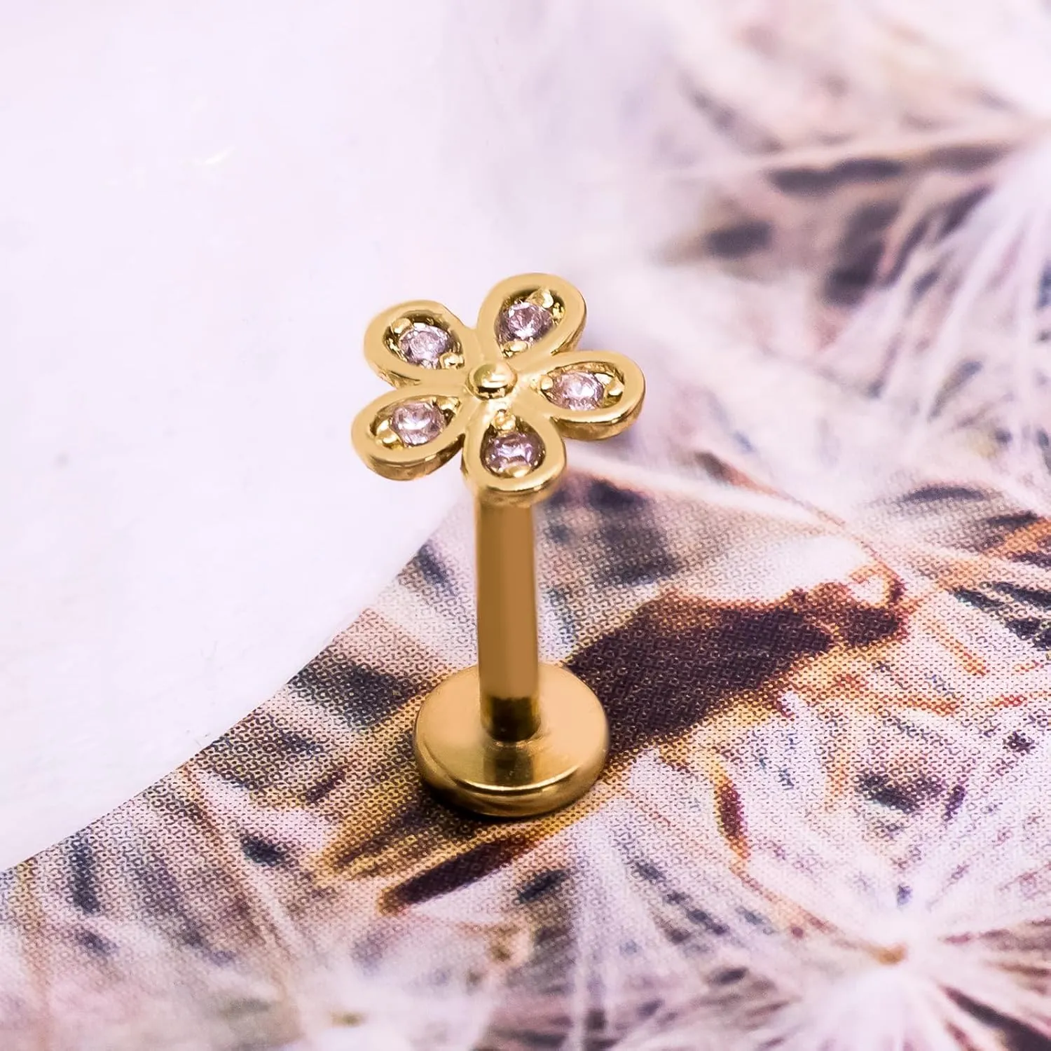 16G 316L Surgical Steel Push in Ear Rings Heart,Butterfly,Flower Nose Ring Studs Lip Rings Top Pushin Threadless Flat Back Lobe Helix, Tragus, Conch Cartilage Earring Studs for Women Men