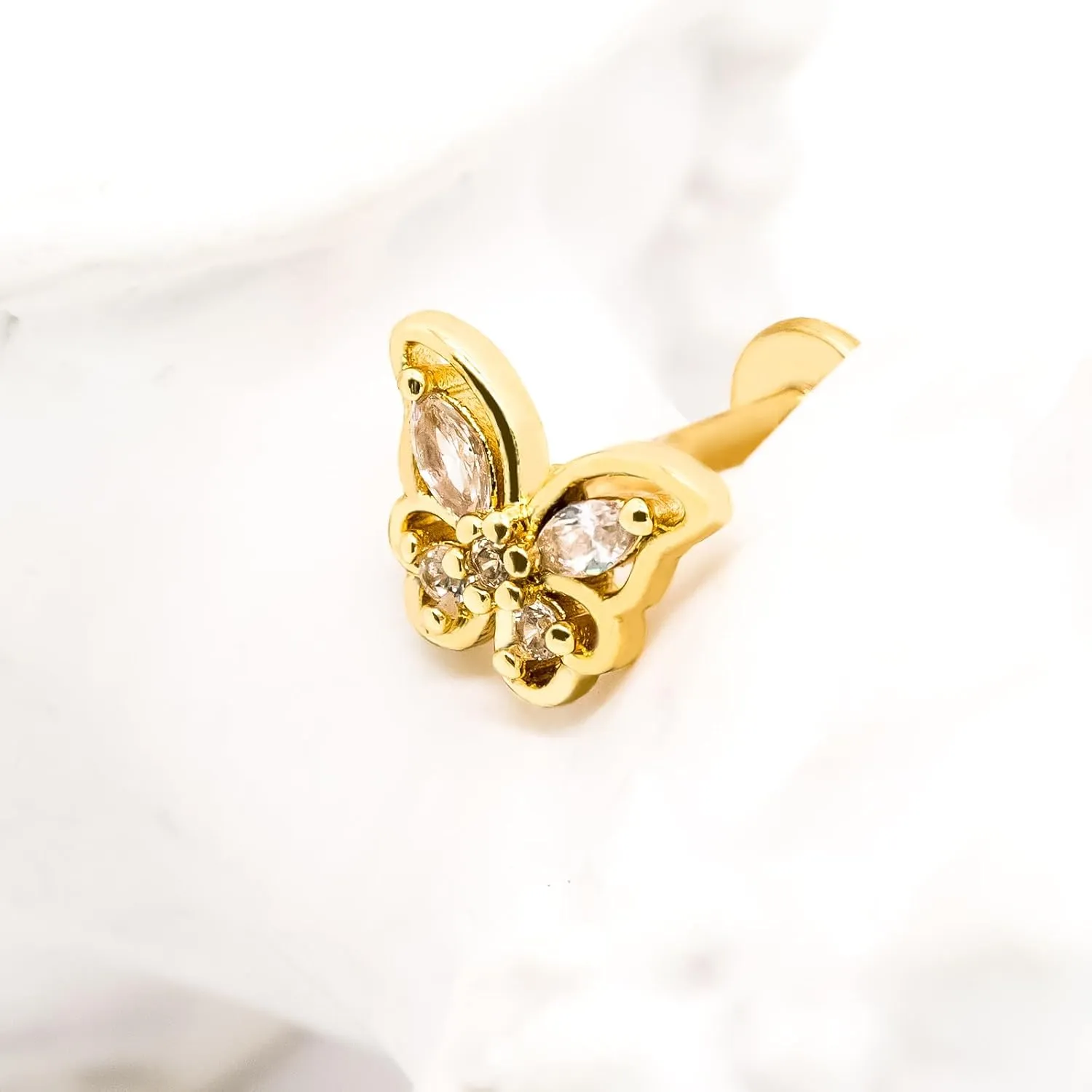 16G 316L Surgical Steel Push in Ear Rings Heart,Butterfly,Flower Nose Ring Studs Lip Rings Top Pushin Threadless Flat Back Lobe Helix, Tragus, Conch Cartilage Earring Studs for Women Men