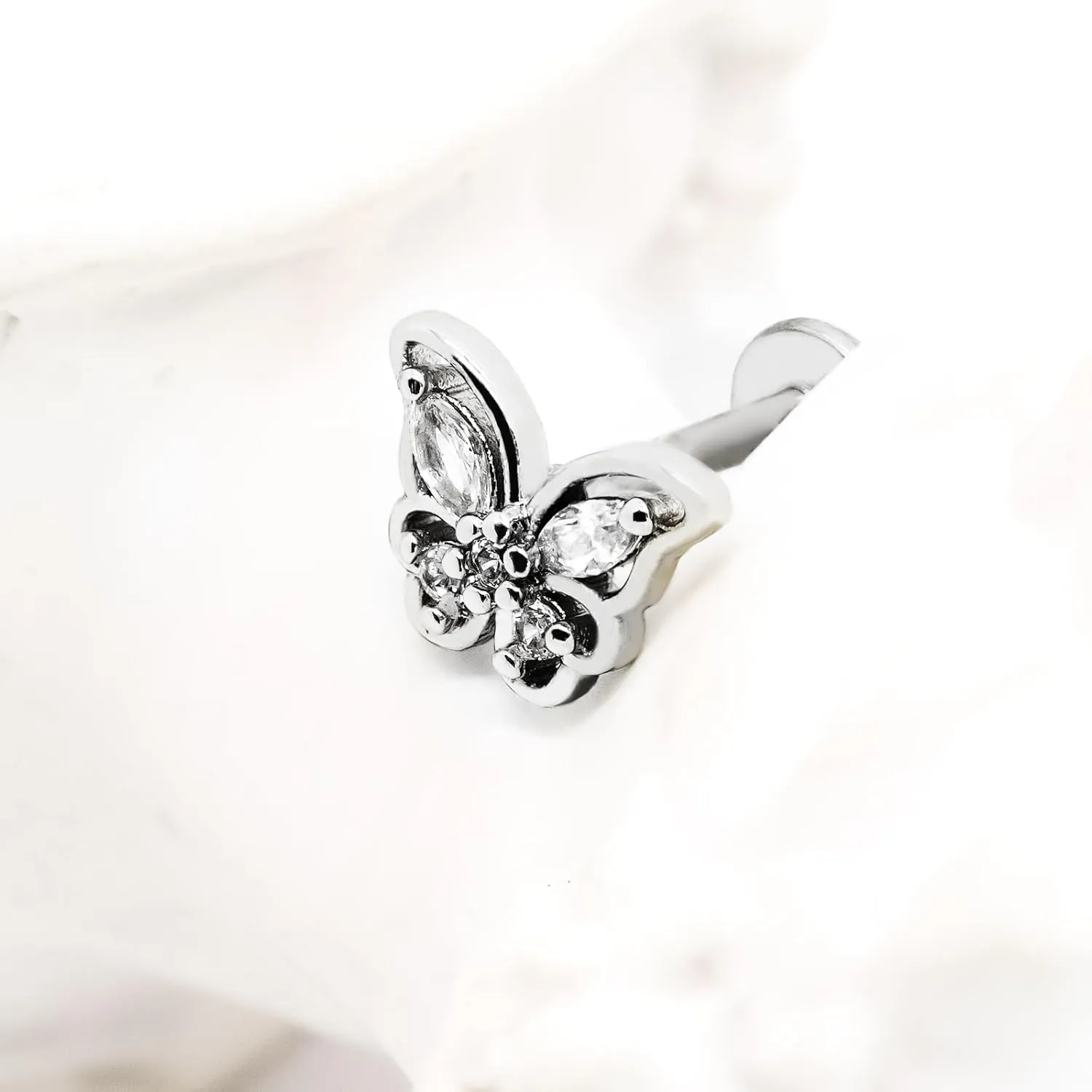 16G 316L Surgical Steel Push in Ear Rings Heart,Butterfly,Flower Nose Ring Studs Lip Rings Top Pushin Threadless Flat Back Lobe Helix, Tragus, Conch Cartilage Earring Studs for Women Men