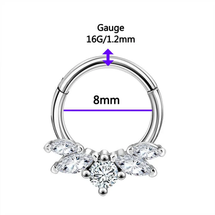16G CZ Crown Daith Earring Septum Ring