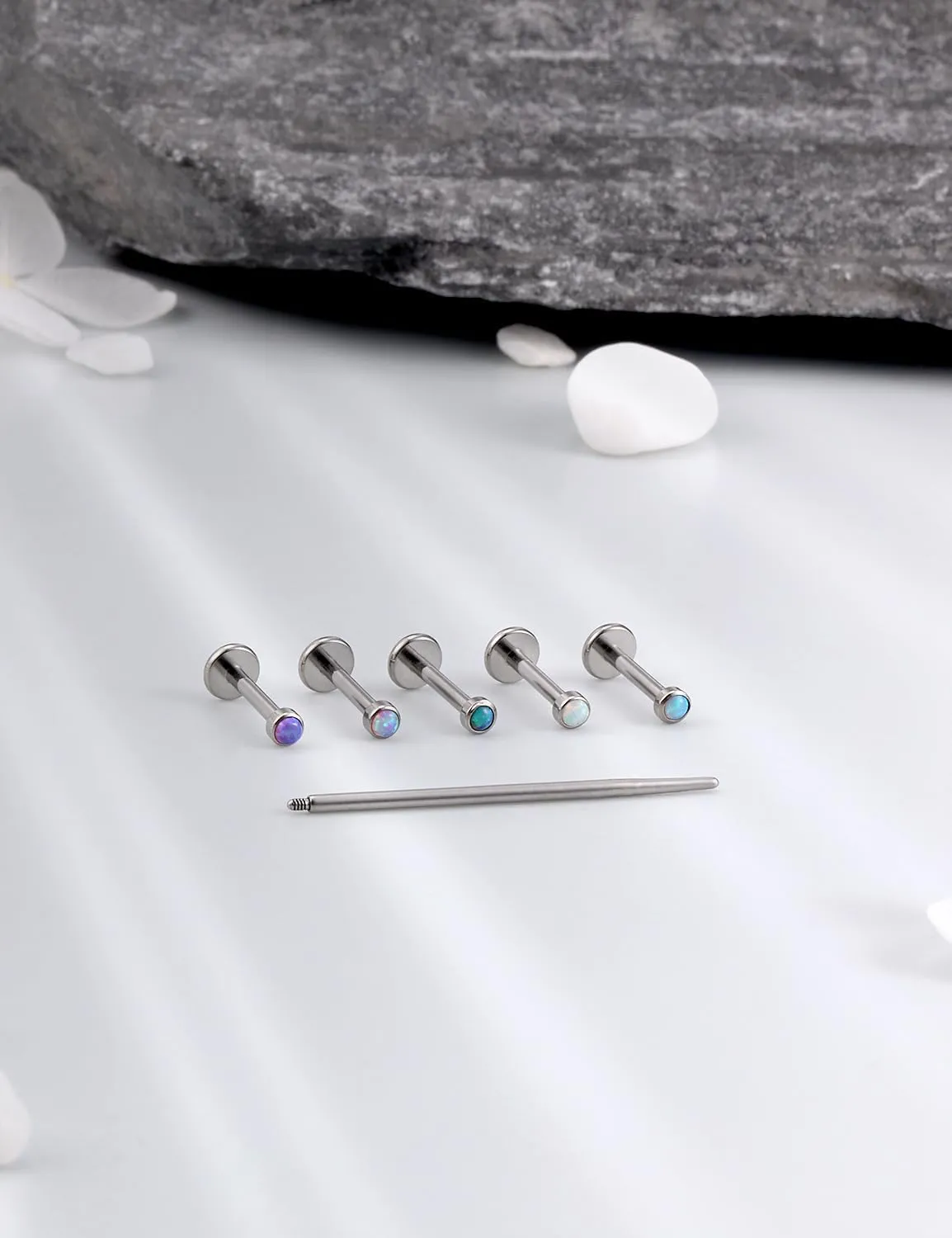 16G F136 Titanium Lip Rings Labret Jewelry Internally Threaded Monroe Lip Ring Medusa Snake Bite Piercing Jewelry Conch Tragus Forward Helix Cartilage Earring Studs Opal Piercing Jewelry