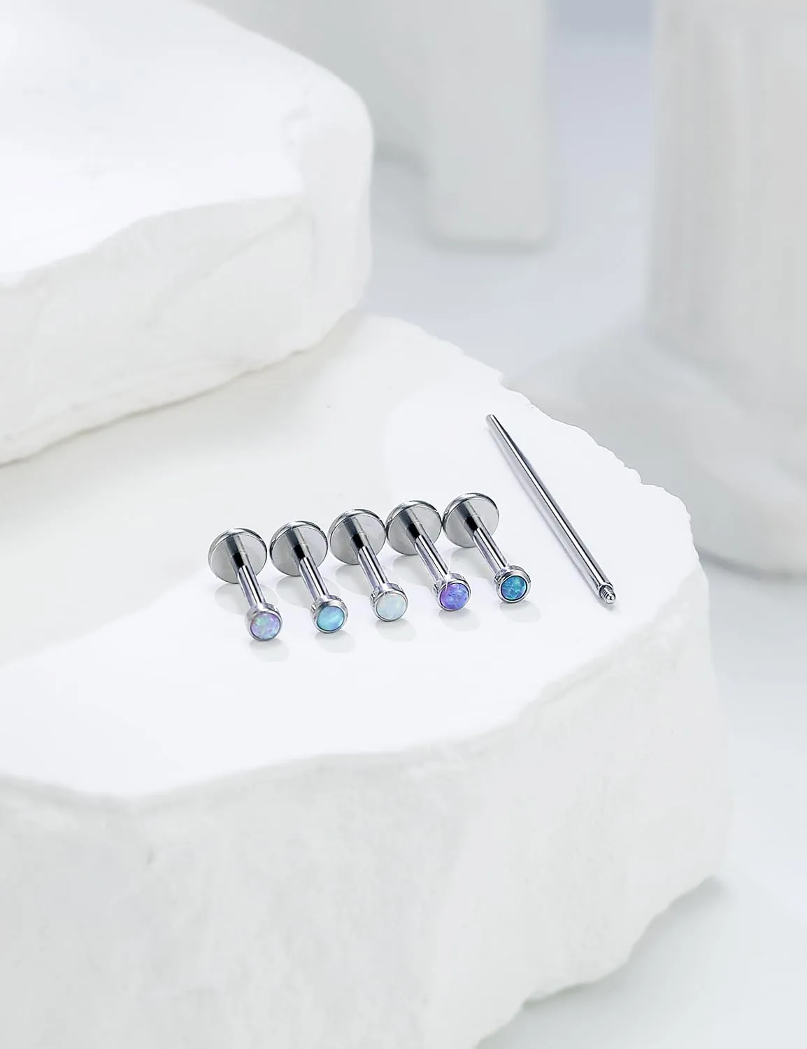16G F136 Titanium Lip Rings Labret Jewelry Internally Threaded Monroe Lip Ring Medusa Snake Bite Piercing Jewelry Conch Tragus Forward Helix Cartilage Earring Studs Opal Piercing Jewelry