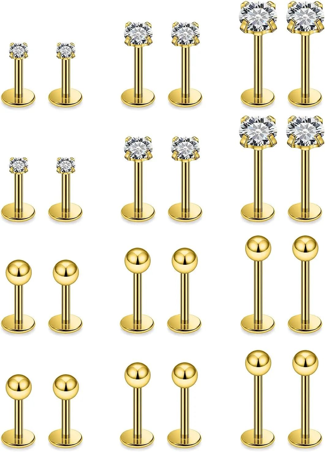16G Lip Rings Labret Jewelry Monroe Lip Ring Medusa Snake Bite Piercing Jewelry Surgical Steel Conch Tragus Forward Helix Cartilage Earring Studs Piercing Jewelry for Women Silver Black Gold